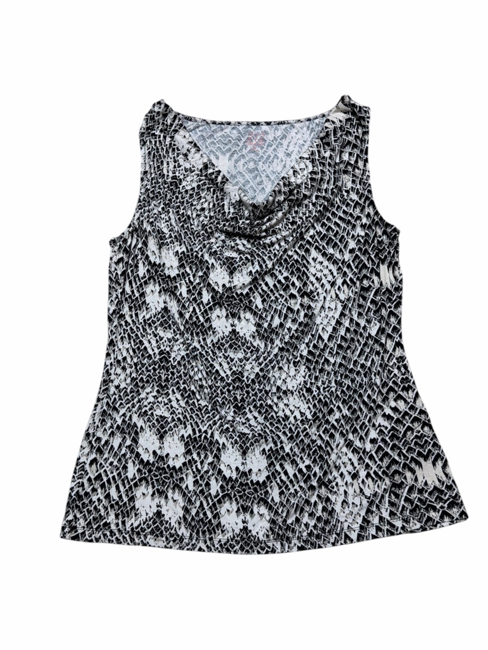 212 Collection Cowl Neck Blouse Women’s M Snakeskin Shirt Sleeveless Tank Top